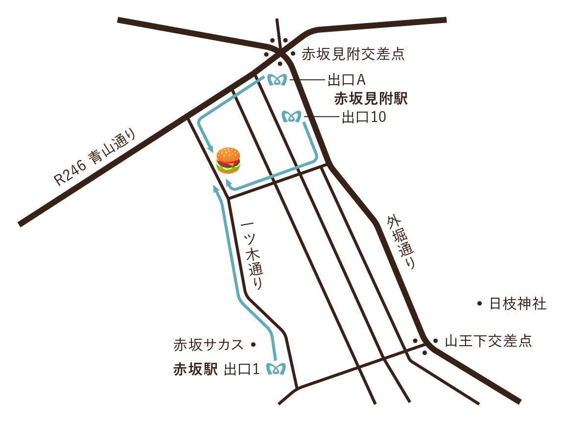 アクセスマップ（赤坂見附駅/赤坂駅から）